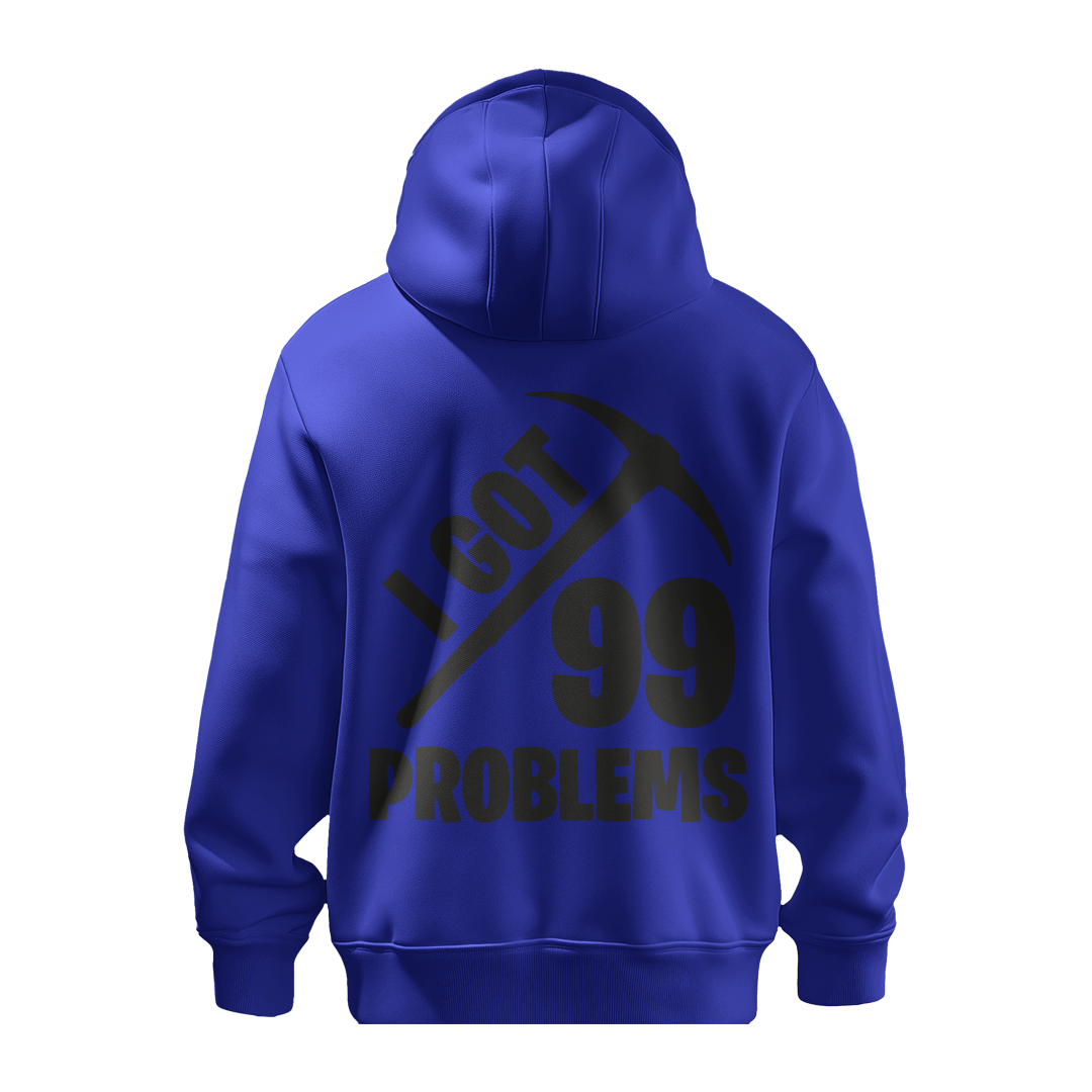 BULL CLOTHING Modern Mustard Yellow Hoodie for Men | I Got 99 Problems with Pickaxe Print | Trendy and Comfortable for Casual Outfits | Ideal for Casual and Streetwear Looks