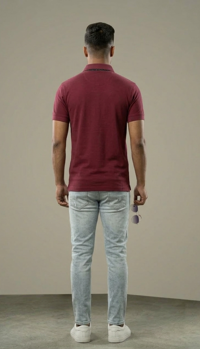 BULL CLOTHING Men's PC Matty Rich Textured Polo T-Shirt | Half Sleeve Regular Fit Casual Polo Tshirt